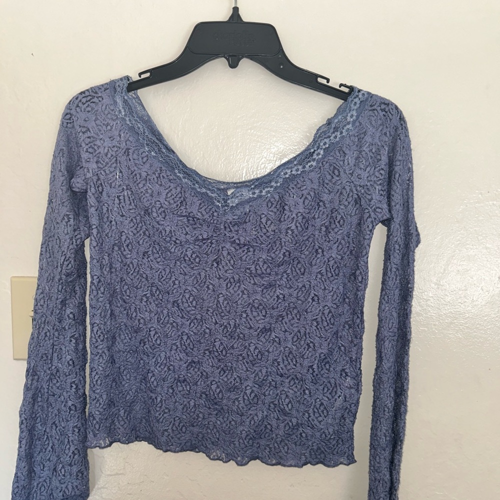 BDG Lace Long Sleeve Top - Lavender